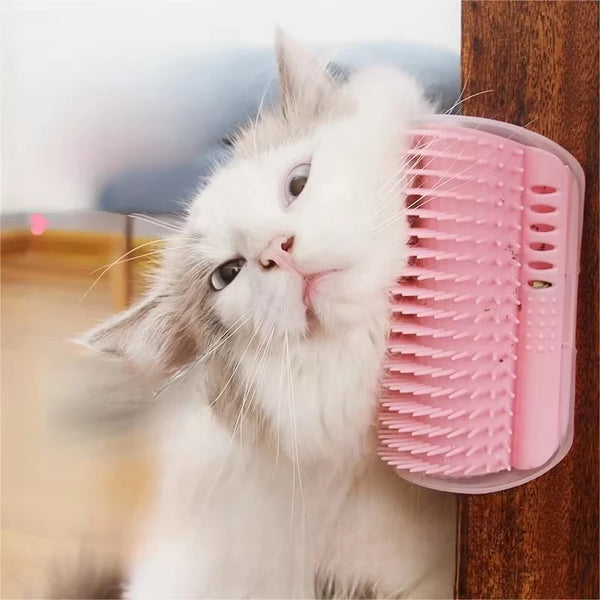 SelfGroomer™ Cat Self Groomer Wall Corner Comb with Catnip Container