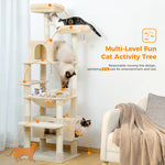 Large Multi-Level Cat Tree Tower with Sisal Scratching Posts & Hammock