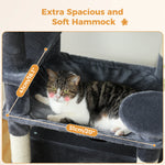 Large Multi-Level Cat Tree Tower with Sisal Scratching Posts & Hammock