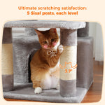 Large Multi-Level Cat Tree Tower with Sisal Scratching Posts & Hammock
