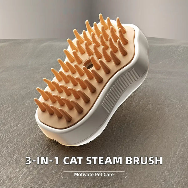 3-in-1 Steam Cat Brush for Shedding, Massage & Grooming