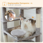 Large Multi-Level Cat Tree Tower with Sisal Scratching Posts & Hammock