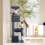 Large Multi-Level Cat Tree Tower with Sisal Scratching Posts & Hammock