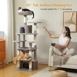Large Multi-Level Cat Tree Tower with Sisal Scratching Posts & Hammock