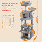 Large Multi-Level Cat Tree Tower with Sisal Scratching Posts & Hammock