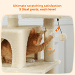 Large Multi-Level Cat Tree Tower with Sisal Scratching Posts & Hammock