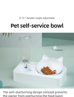 ErgoFeeder™ 15 Degree Tilted Raised Double Bowl for Cats & Small Dogs